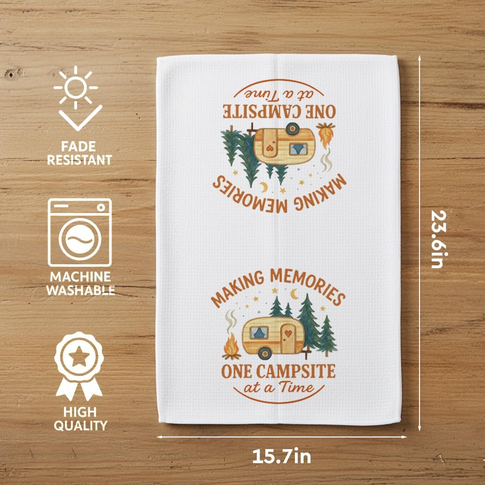 Cute RV Camping Gifts for Women,Family,Friends, Making Memories One Campsite at a Time Dish Towels Camping Towel,Soft and Absorbent Kitchen Hand Towel Tea Towels Dish Towels for Christmas -56 - Image 2