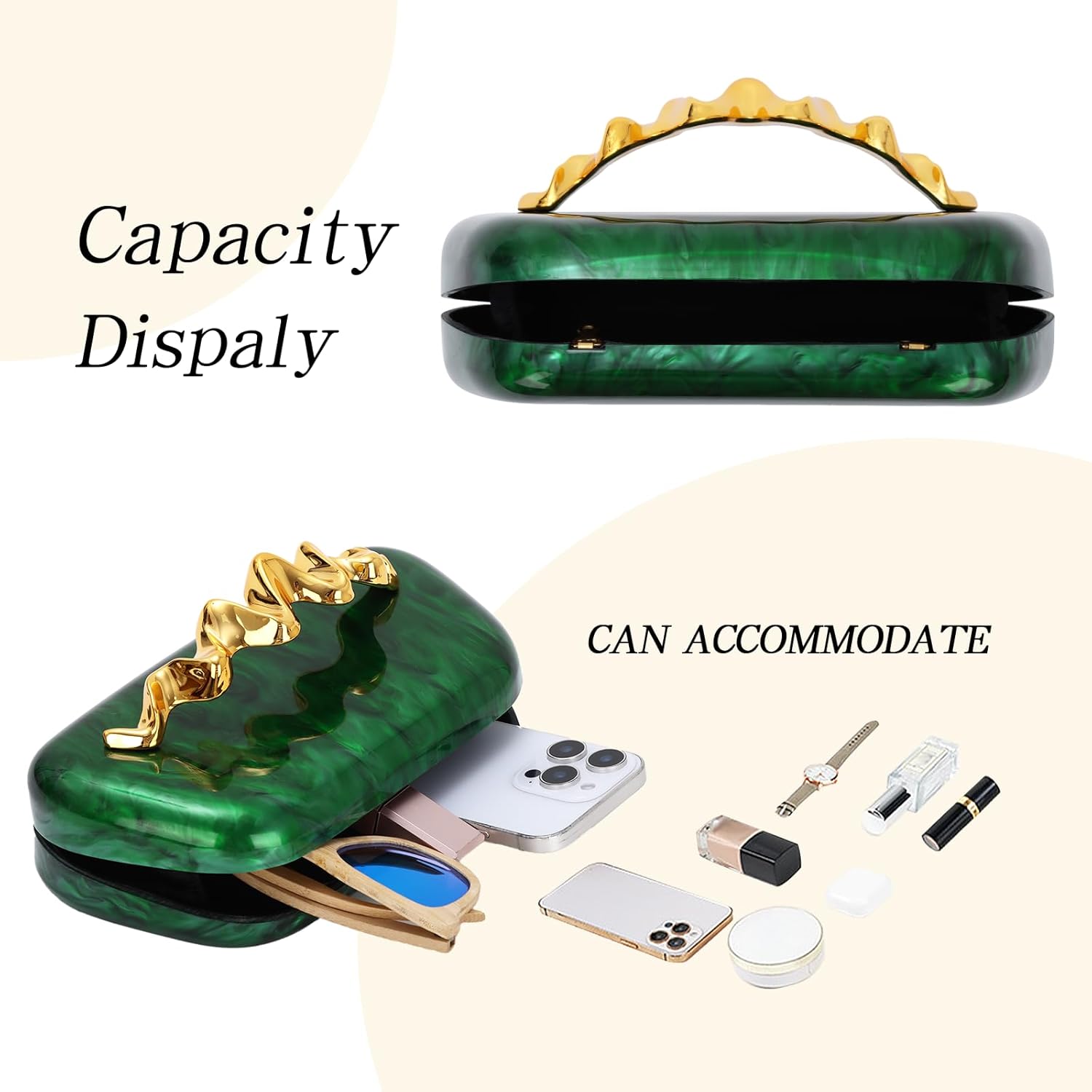 KUANG! Clutch Purses for Women Acrylic Evening Handbags for Wedding Party Crossbody Shoulder Bag Trendy
