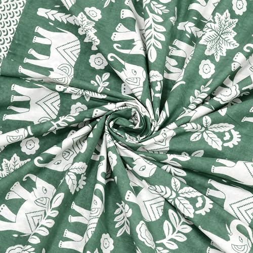 Image of BLOCKS OF INDIA Hand Block Printed 200 TC Cotton Super King Size Bedsheet (Black GAD ELE)