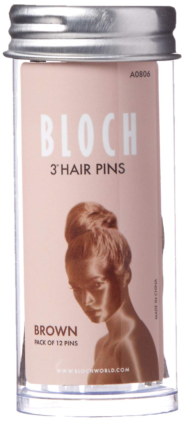 Bloch Women's Brown Dance Hair Pins-3"-12 Pack Headband, One Size