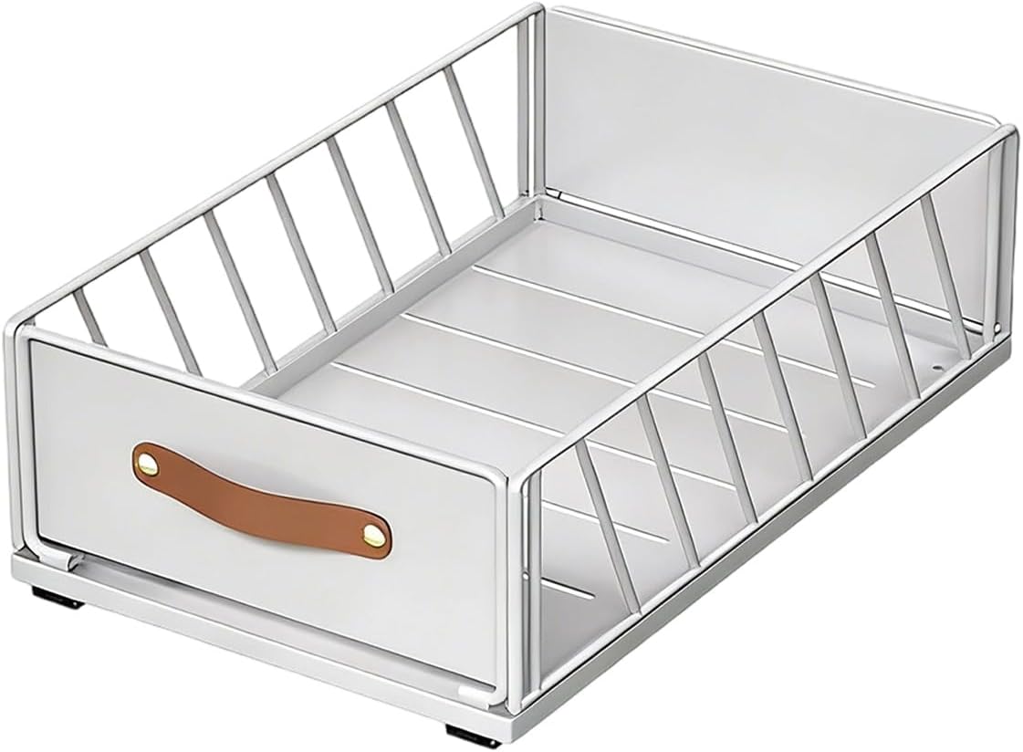 Sturdy Carbon Steel Extendable Cabinet Shelf 25cm Width Smooth Gliding Rails for Effective Kitchen Bathroom Organization Retractable Cabinet Shelf Thick Gauge Carbon Steel