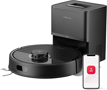 roborock Q7 L5+ Robot Aspirador y Fregador de 8000 Pa, 7 Semanas Autovaciado, Sistema Doble Antienredos, Navegación PreciSense LiDAR, Suelos Duros, Alfombras y Pelo de Mascotas, Negro0