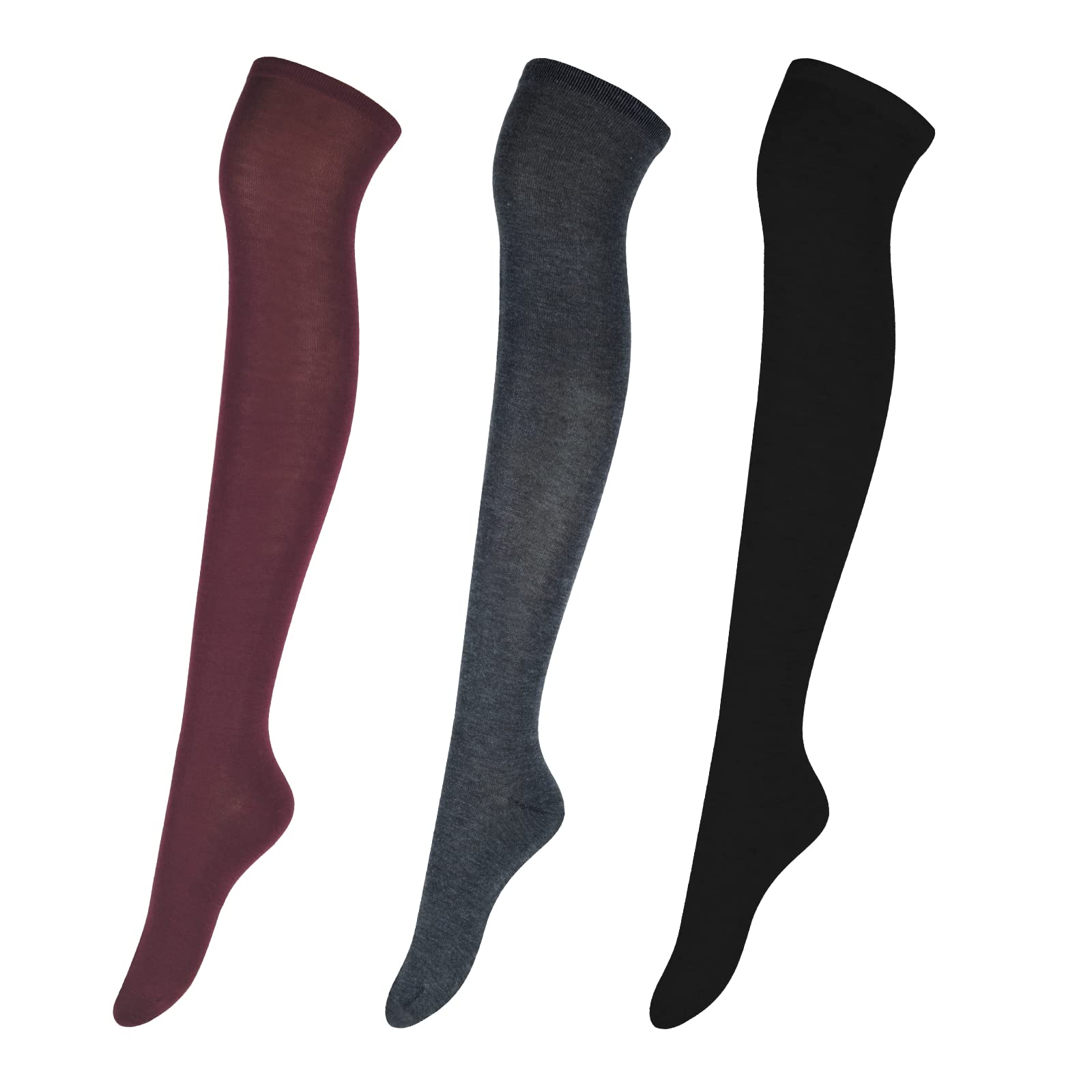 Photo 1 of **ONE PAIR**Intgoodluckycc Womens Over The Knee Socks, Thigh High Socks for Women, Long Knee High Stockings Leg Warmers (3 Pairs, Mixed Colors 4)