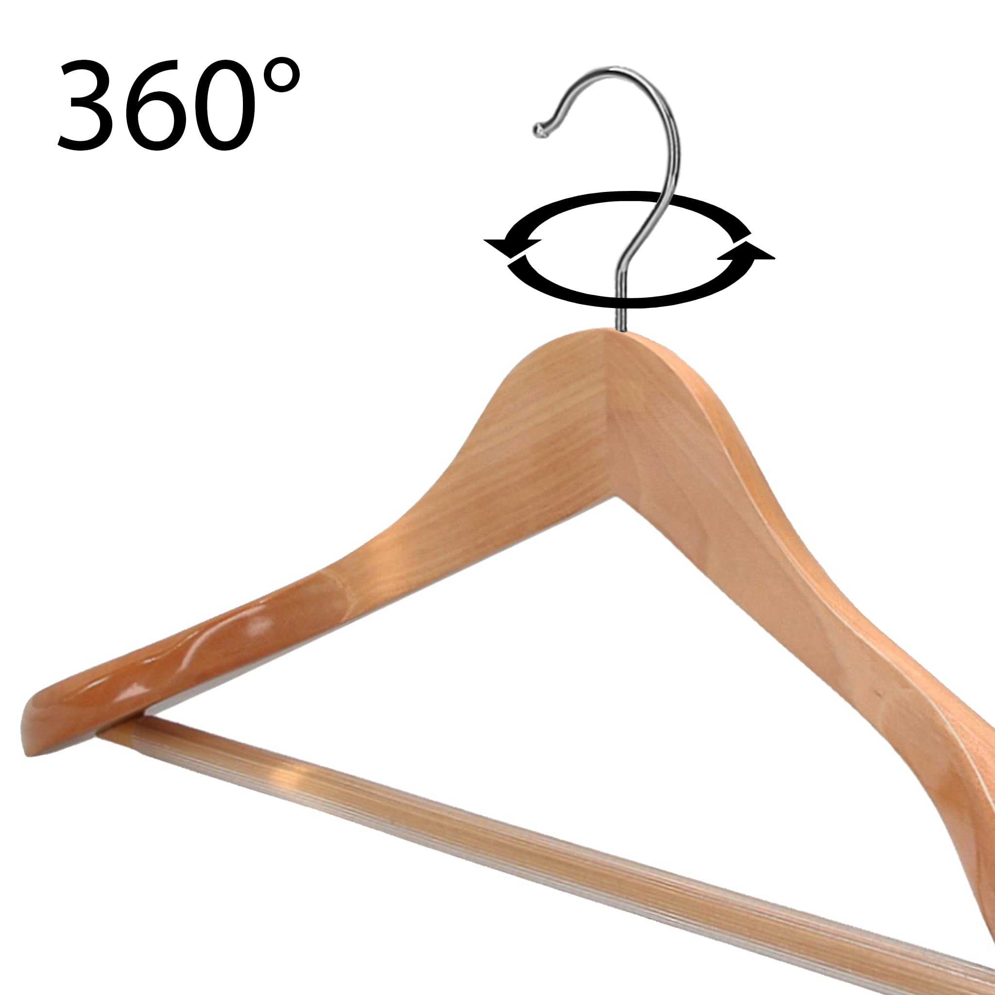 5 x Kleiderbügel Holz VonBueren | 45 x 22,5 cm breit je Bügel/Holzbügel | stabile Holzkleiderbügel | Anzugbügel, Hose, Hemden