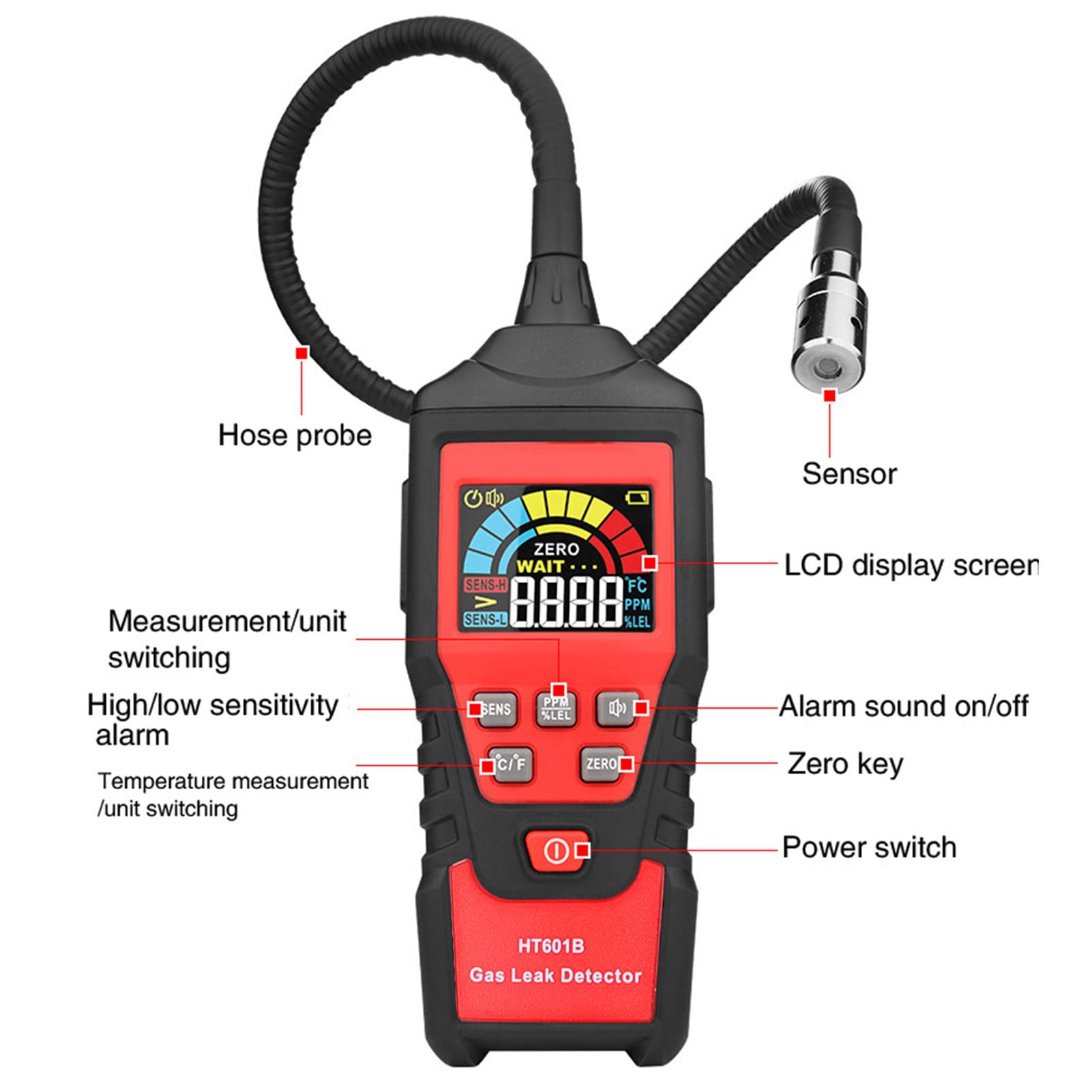 Socobeta Rilevatore di Perdite di Gas Tester di Metano Rilevatore di Gas Naturale Tester di Perdite di Combustibili con Allarme Sonoro e Luminoso per la Cucina di Casa