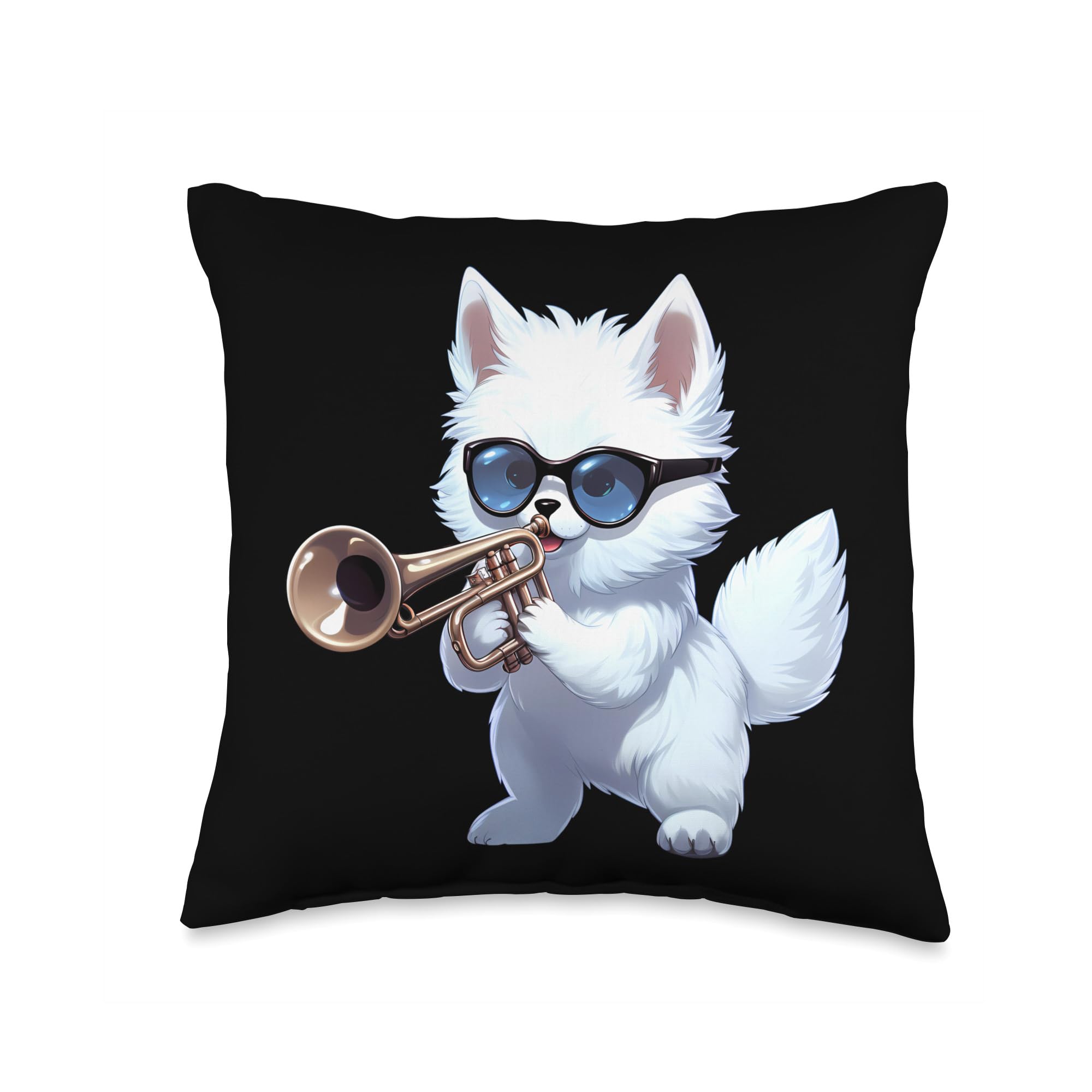 Arctic fox Trumpet Designs Throw Pillow