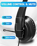 Wired Headset with Mic for Laptop – Computer Headset for Kids Teens Adults with Noise Canceling Microphone & Volume Control – 3.5mm Stereo Headphones with Mute for Home Office Class