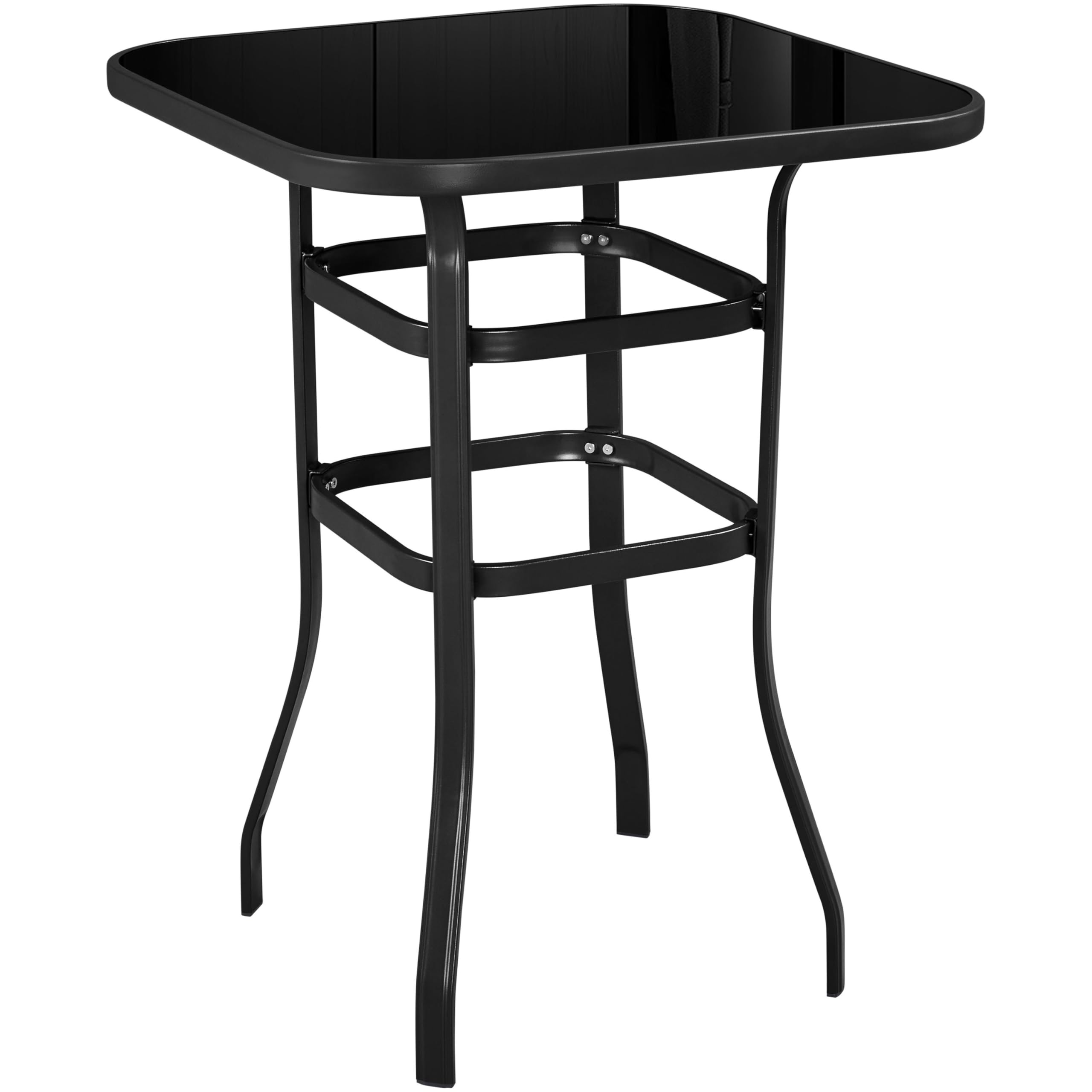 Yaheetech square tempered glass outdoor bar-height table in black