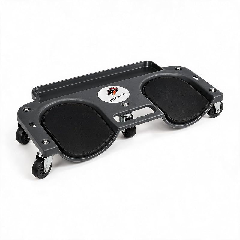 Maca para Mecânico com Rodas Pownym Rolling Knee Creeper, Bandeja para Ferramentas e Apoios Macios, RKC-BK-01