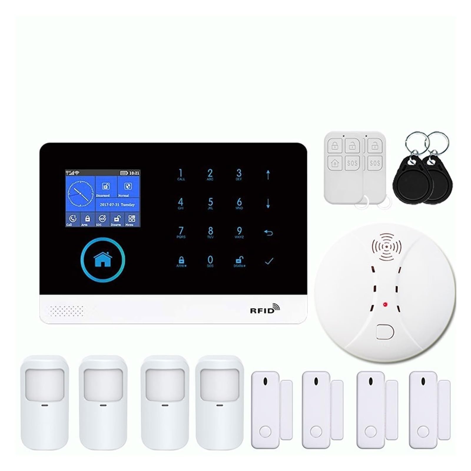 CUDTAPI Smart Security Alarm System GSM 433MHz Wireless Home Anti-theft With Motion Sensor Detector Siren(Kit5)