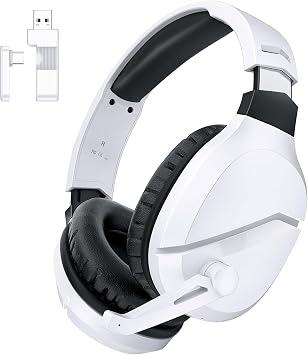WolfLawS Gaming Headset Wireless 2.4G/Bluetooth 5.3/Wired 3-Way Connection Wireless Headset with Mic 50MM Driver Heavy Bass Boost Stereo Noise Cancelling Low Latency 48H Continuous Playback Headphones
