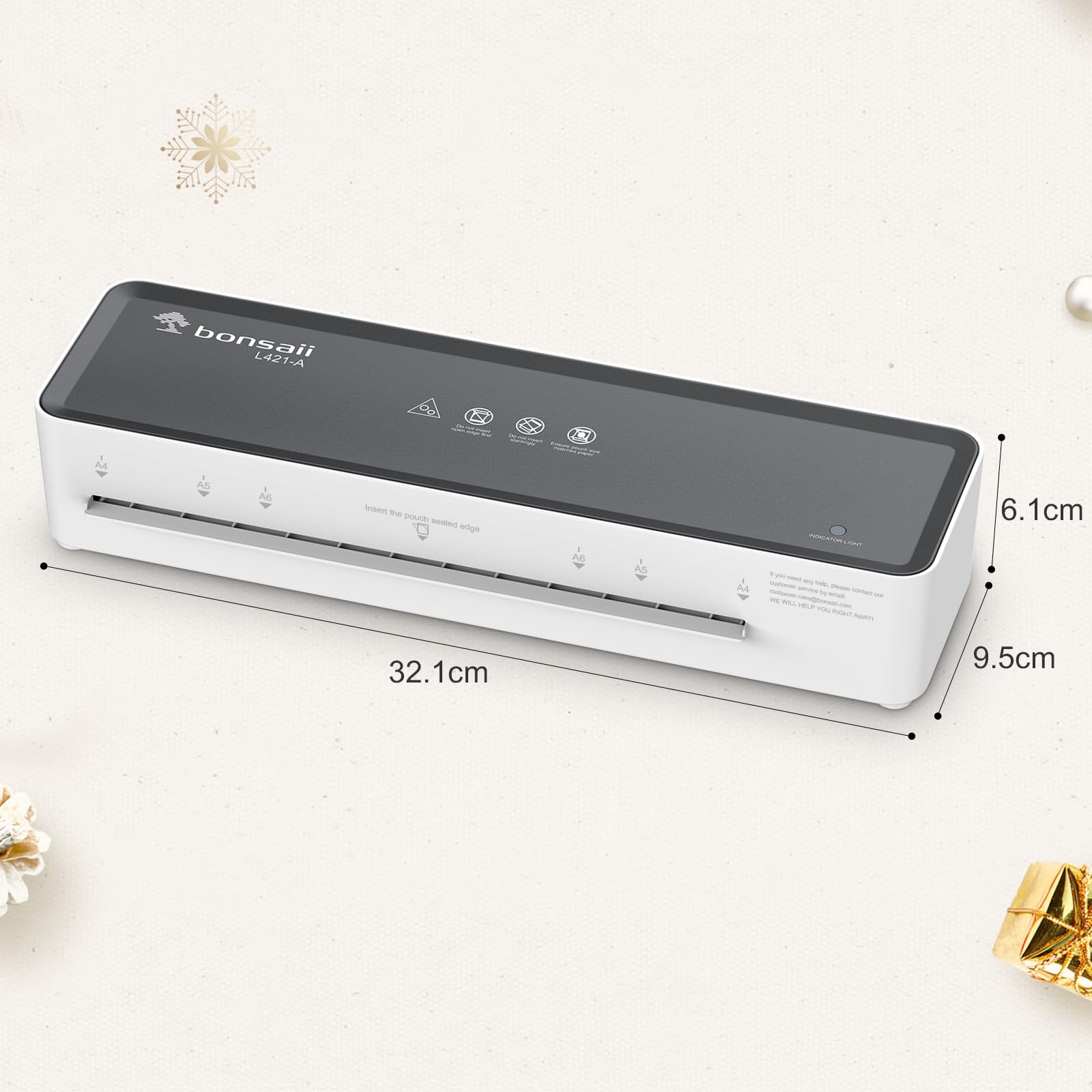 Bonsaii Laminator A4, kompaktowy do biura i domu | Do folii o grubości 80-100 mikronów, zapobiega zaciskom i falom, w zestawie 5 folii A4 do startu. L421-A