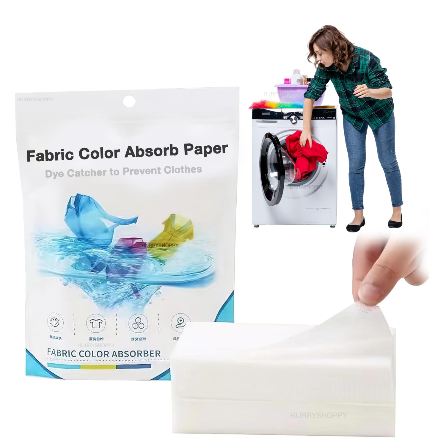 HURRYSHOPPY Fabric Clothes Color Dye Colour Dirt Catcher for Washing Machine Color Absorb Paper Allow Mixed Washes Prevent Colour Runs and Maintain Original Colour of Clothing Laundry Pack of (50)-picture-24