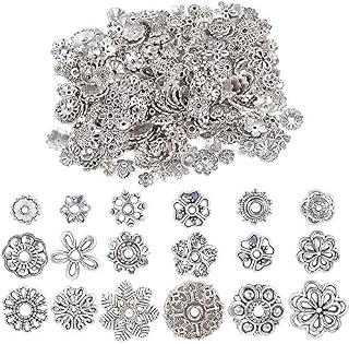 JNCH 200pcs Silver Spacer Beads - 100g Mixed Spacers Tibetan Spacer Beads for DIY Bracelets Necklaces Jewelry Making