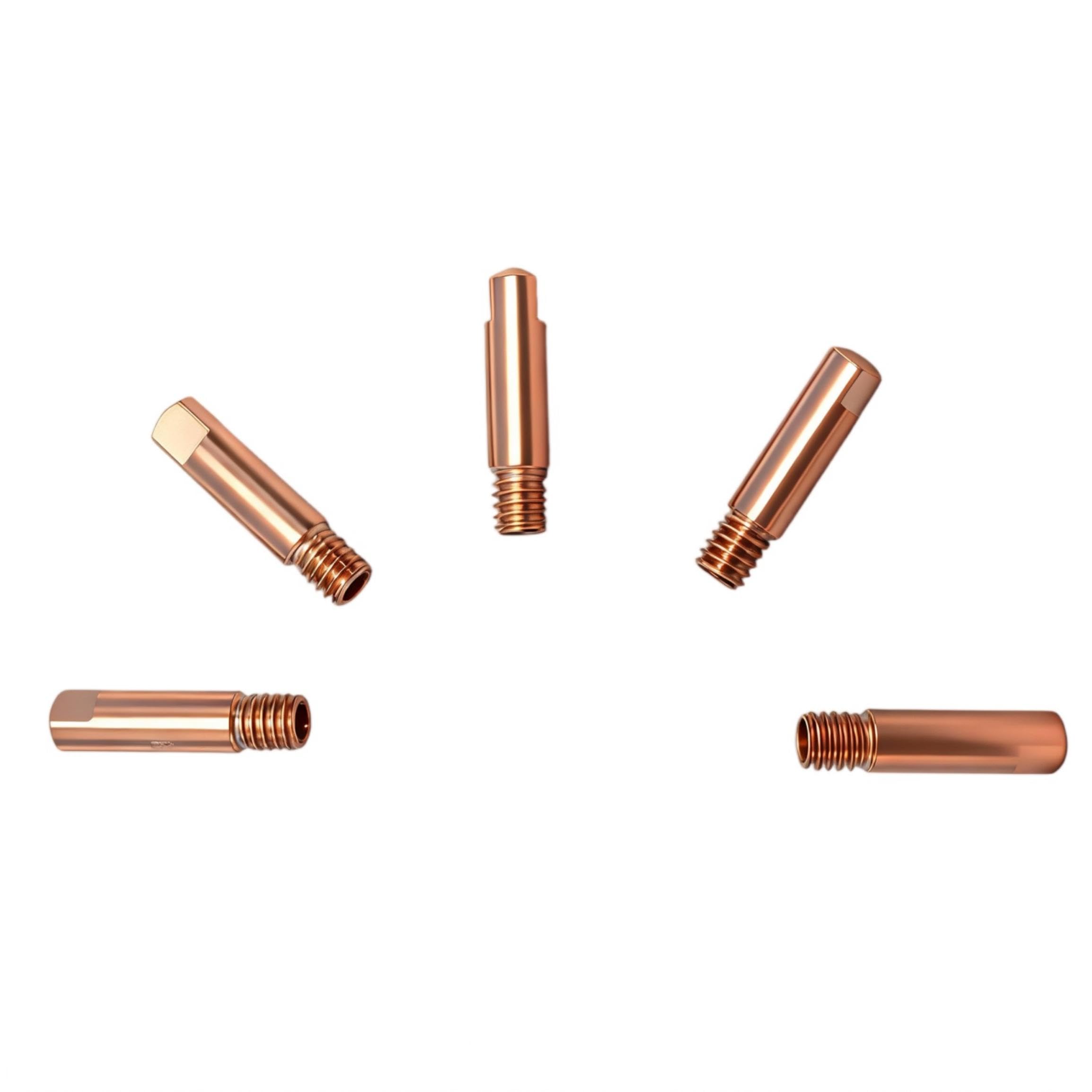 5 Pack M6 x 25mm Copper MIG Welding Contact Tips – Replacement Euro Torch Tips for MB15 MB25 0.9mm Wire – Compatible with Binzel MB15AK MIG Welders and Filler Wire Applications