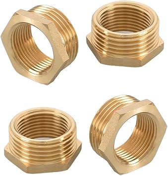 Brass Thread Reducer Fitting 1 Inch Male To 3/4 Inch Female Adapter 4 Pack For Pipe Connection Plumbing System
