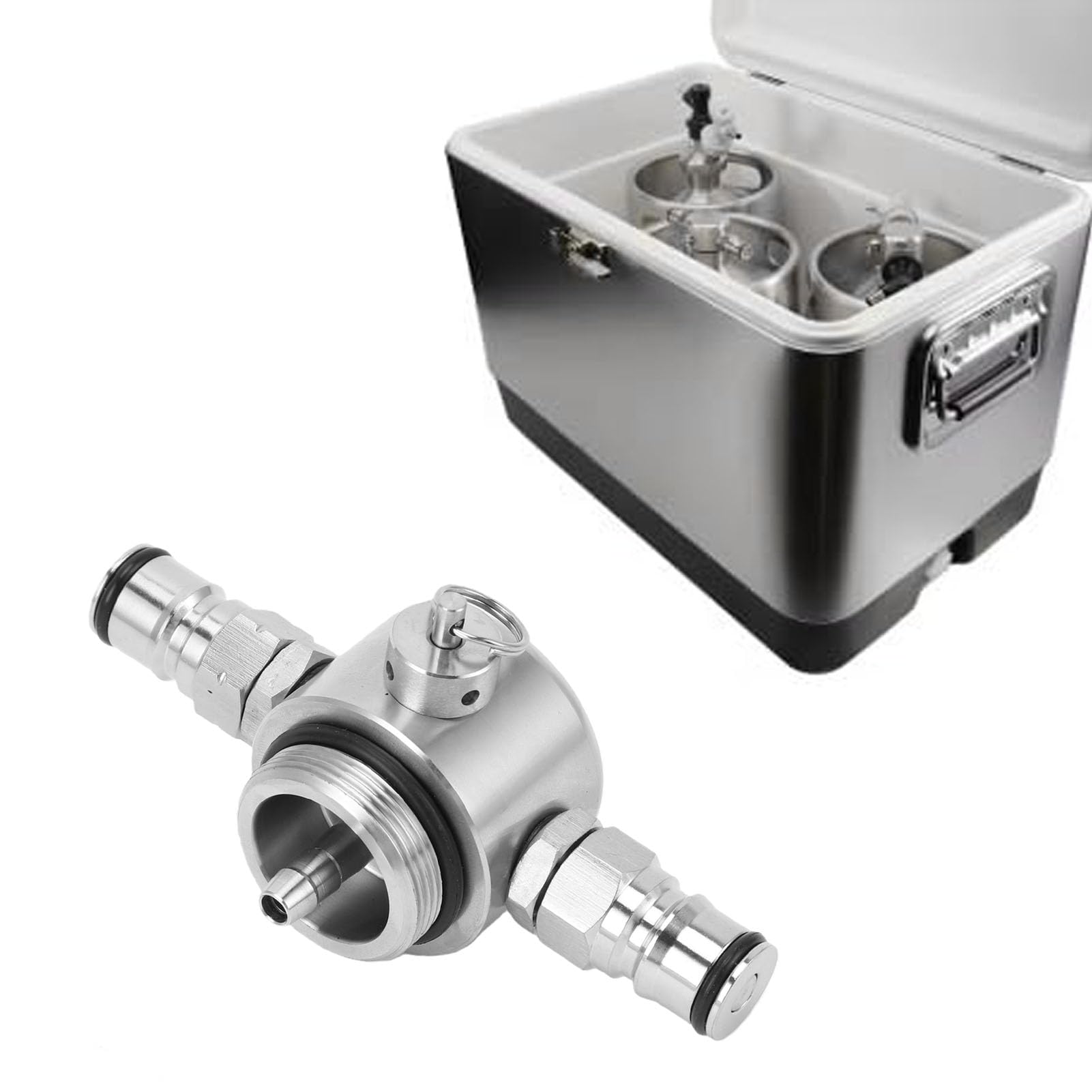 Lanza de Barril de Cerveza de Acero Inoxidable, Lanza Dispensadora de Cerveza con Bloqueo de Doble Bola, Acero 304 con Válvula de Seguridad de 45 PSI, Ajuste Rápido de Baja