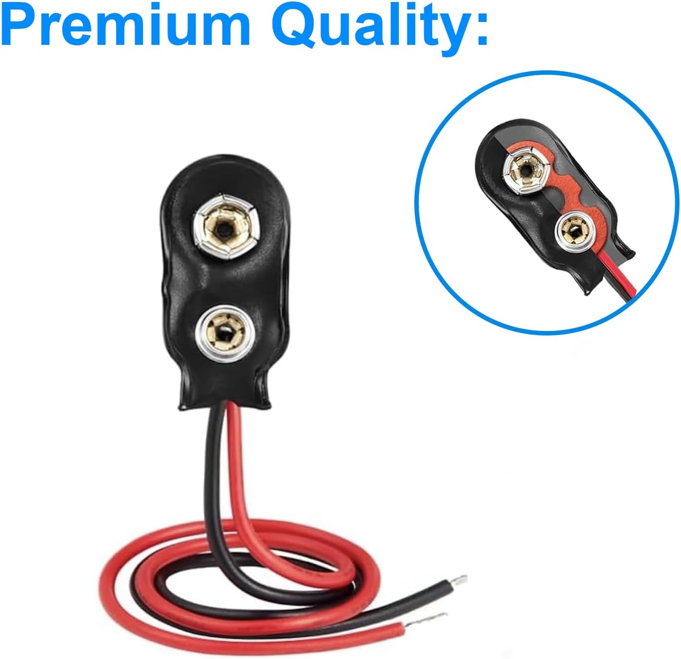 California JOS 9V Battery Clip Connector Used in Student Experiment or Other Equipment with 9V Battery (I-Type, Soft Shell) - 3 PCS