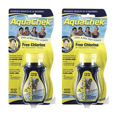 2 x Aquachek 50 4 way Spa Hot Tub Pool Water Test Strips Chlorine PH Aquacheck Cover
