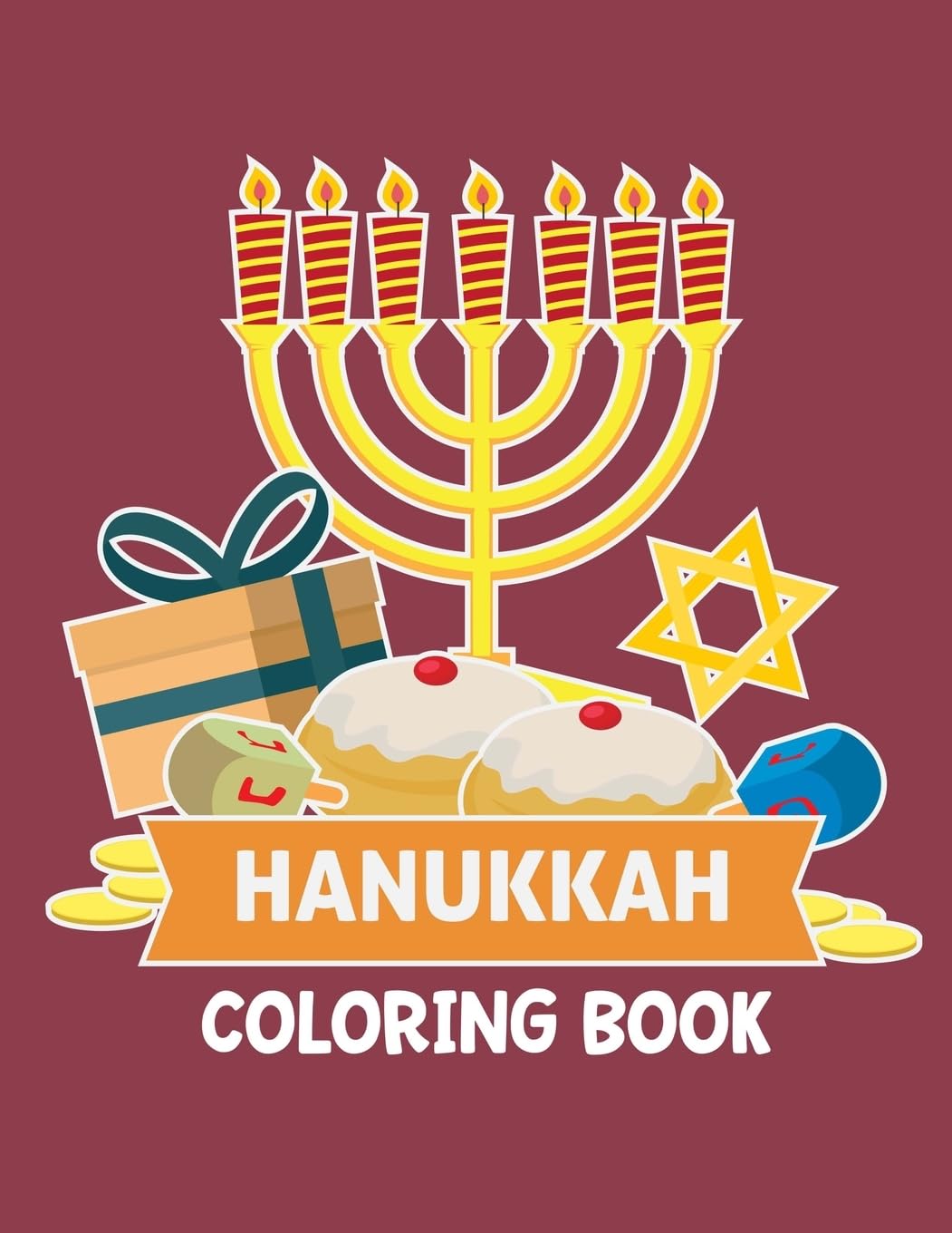 Hanukkah Coloring Book: Activity Book for Jewish Children Ages 3-8 (Large 8.5x11 inch format, one sided pages) for Chanukkah Celebration Hebrew School Gift
