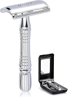 BAILI Classic 3-Piece Double Edge Safety Razor Wet Shaving for Men Women with Platinum Blade and Mirrored Travel Case BD176