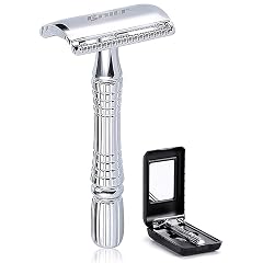 BAILI Classic 3-Piece Double Edge Safety Razor Wet Shaving for Men Women with Platinum Blade and Mirrored Travel