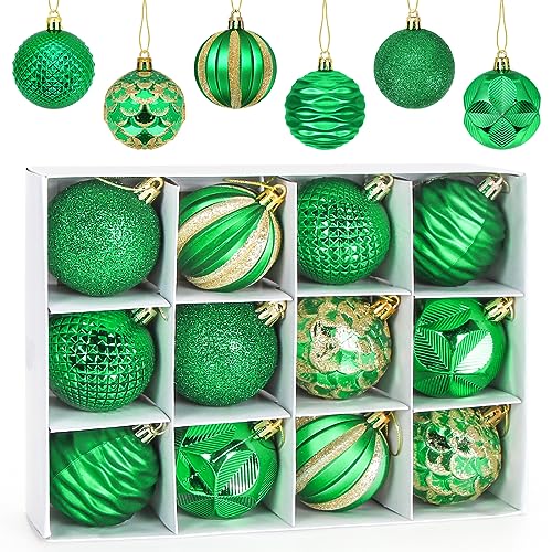 Weihnachtskugeln Grün 6cm, 12 Stück Christbaumkugeln Kunststoff,...
