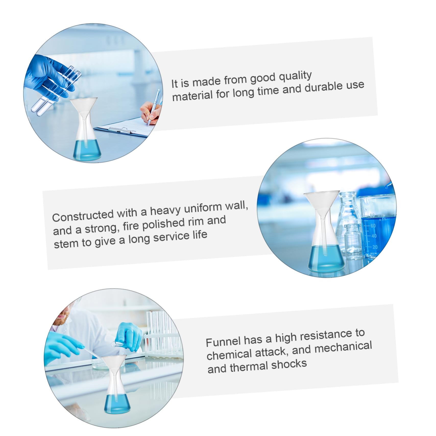 MOLUCKFU 4pcs Funnel Water Bottle Filter Old Fashioned Chemistry Lab Equipment Multipurpose Tool Labs Filtration Filter Scientific Multitools Liquid Labs Tool Strainer Labs Equipment Glass