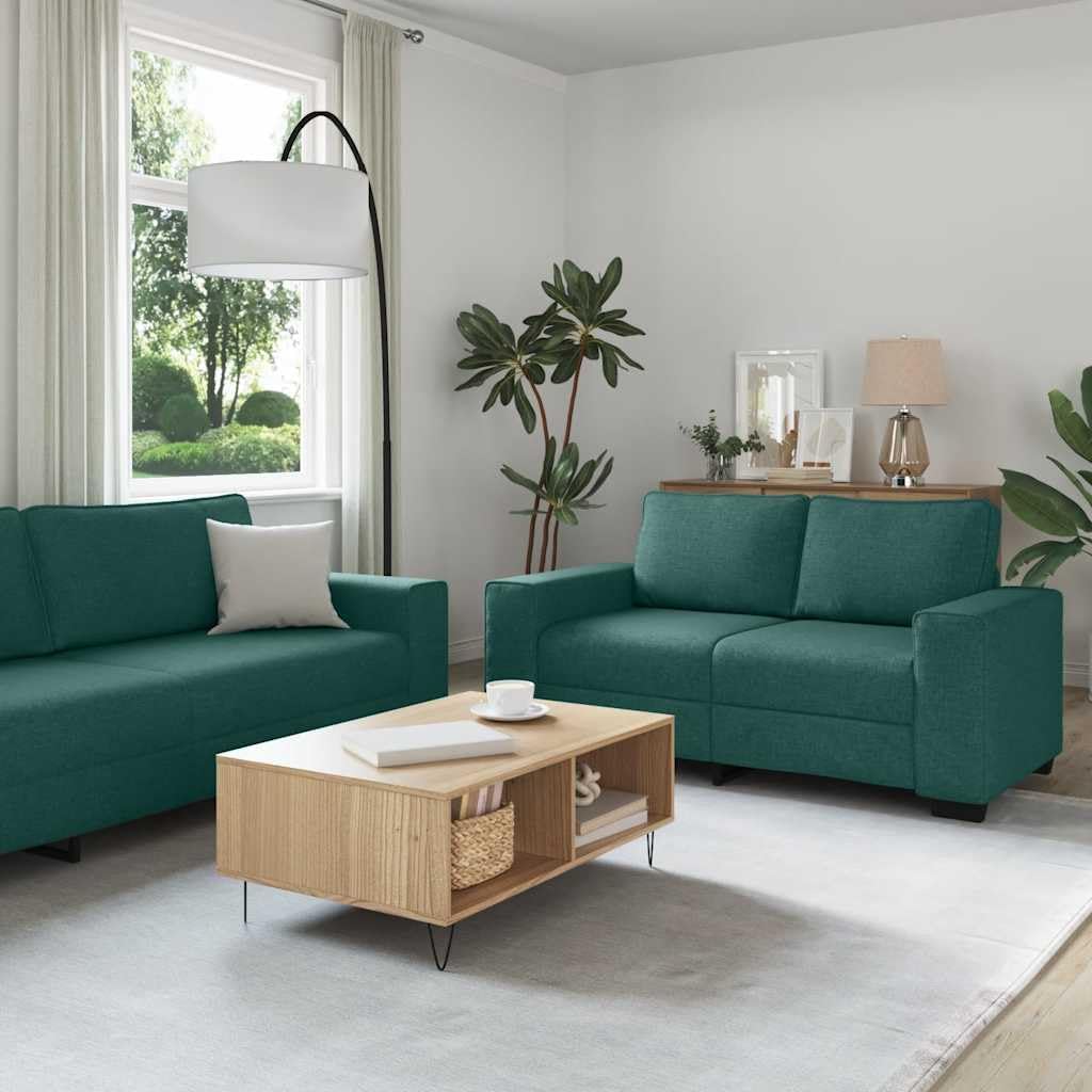 Juego de sofá de 3 piezas verde oscuro con sillón de 2 plazas 3 plazas 221 cm de ancho de poliéster resistente tela de metal marco de madera de diseño moderno para salón, oficina y
