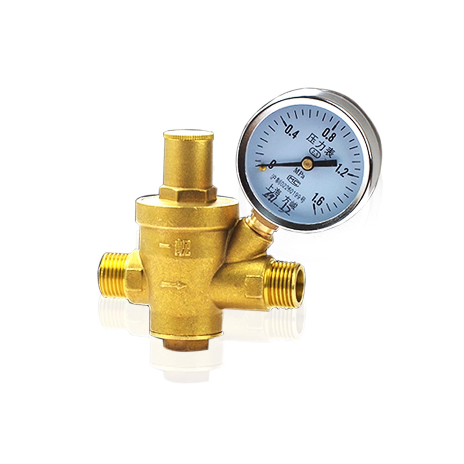 HYUJNAFZR Adjustable DN15 Water Reducing Valve 1/2" Male Thread Thick Brass Pressure Gauge Regulator Valves With Gauge Meter