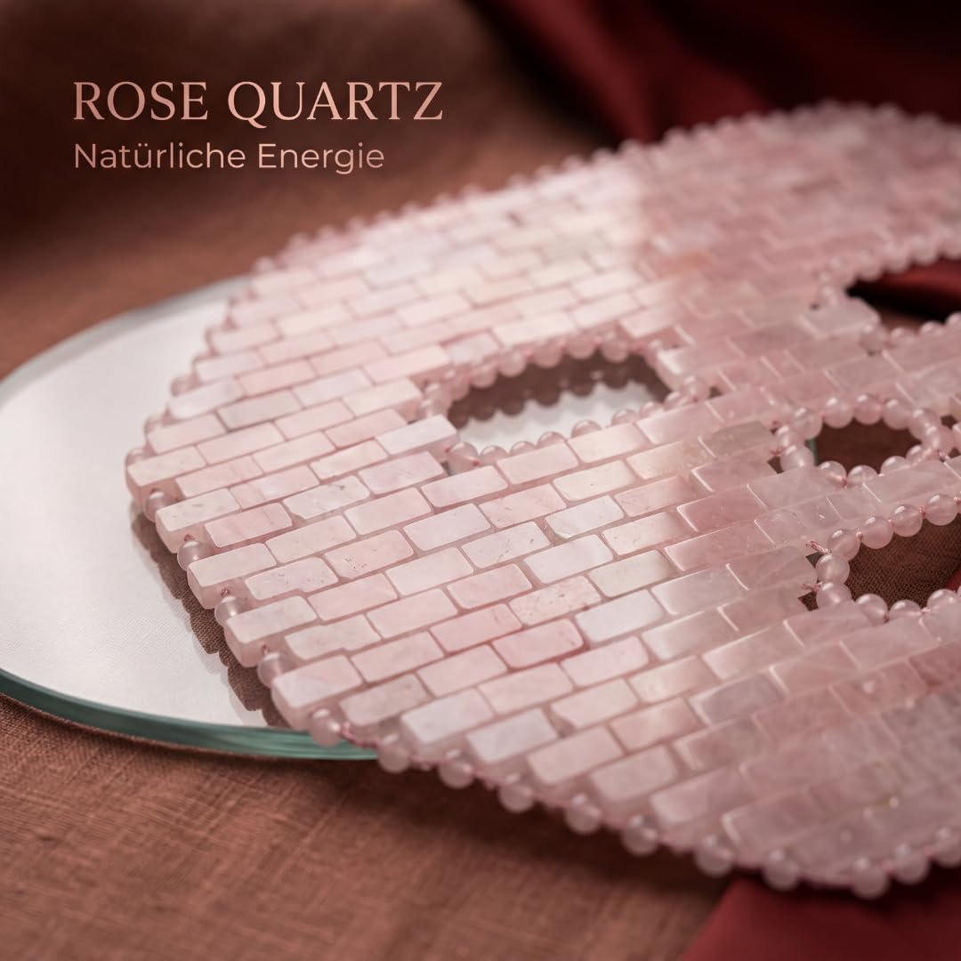 CRYSTALLOVE Rosenquarz Gesichtsmaske – Luxus Gesicht Maske aus Naturstein – kühlende Face Mask gegen Schwellungen & Augenringe – Anti Aging Massage Maske für Glow & Entspannung
