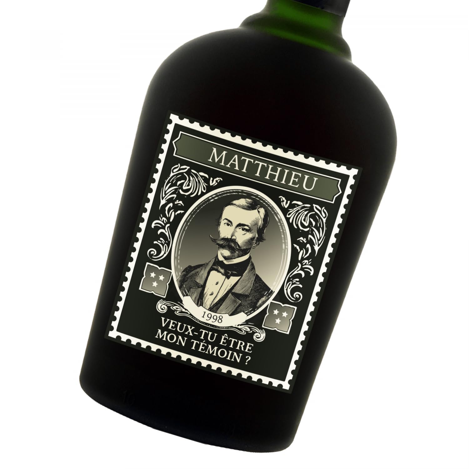 4 Pegatinas Etiquetas Adhesivas para Personalizar Botella de Ron de 70 cl – Cumpleaños – Fiesta – Regalo – Anuncio – Tamaño 8 x 9,5 cm
