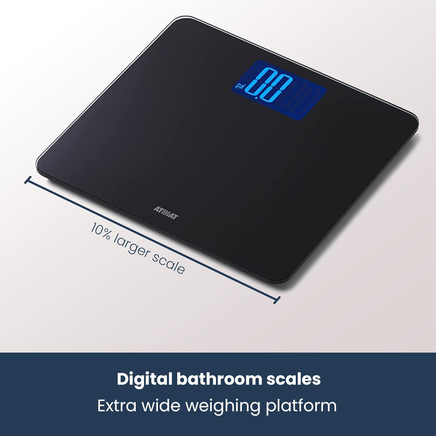 Tanita HD-366 Cyfrowa waga łazienkowa czarna, szklana waga do masy ciała z dużym podświetlanym wyświetlaczem LCD, udźwig 200 kg, dokładna nowoczesna waga osobista do domu i codziennej kontroli zdrowia
