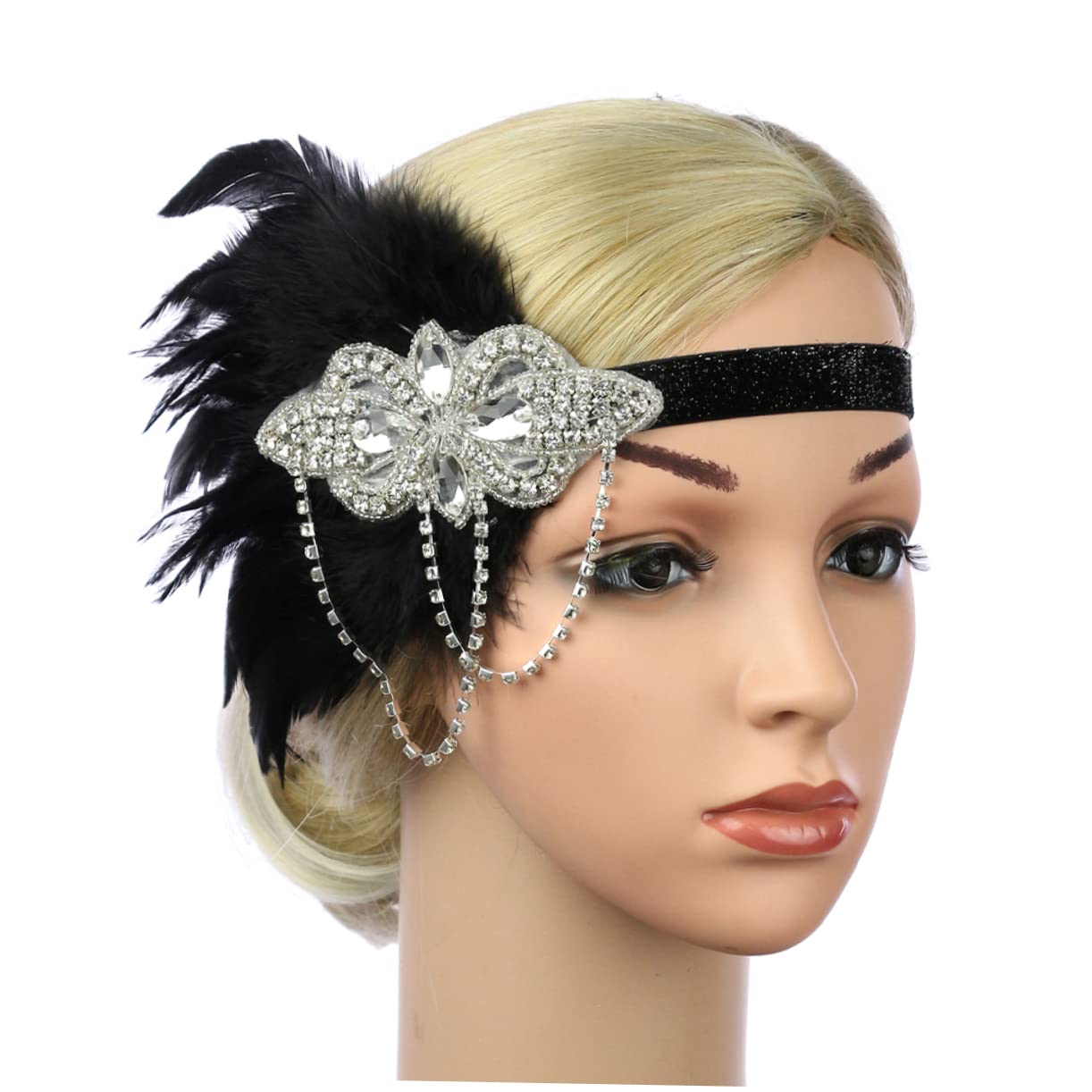 SHERCHPRY 3pezzi Cerchietto Vintage Con Strass e Frange Accessorio Per Per Matrimoni e Feste Eleganti