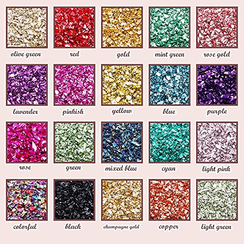 Crushed Glass Glitter For Resin Geode, Feein Irregular Glitter Metallic Gravel Flakes Sequins For Art Nail Arts Craft Diy Vase Filler Epoxy Resin Jewelry Making #TOP4