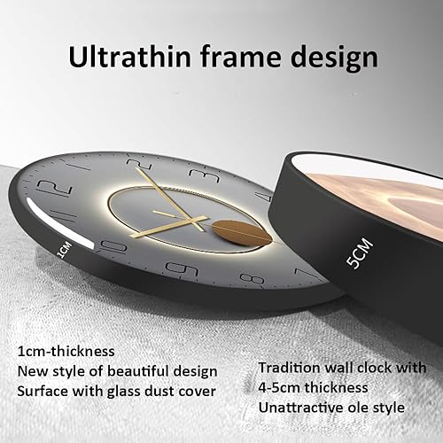 Miniatura 3 de Reloj de pared de PVC de 14 pulgadas Marco estrecho Cubierta de vidrio templado Movimiento silencioso Punteros de metal Estilo simple (blanco)