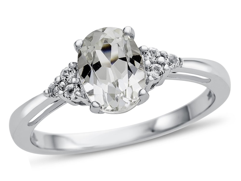 FJC Finejewelers Solid 10k White or Yellow Gold 8x6mm Oval Center Stone and White Topaz Ring