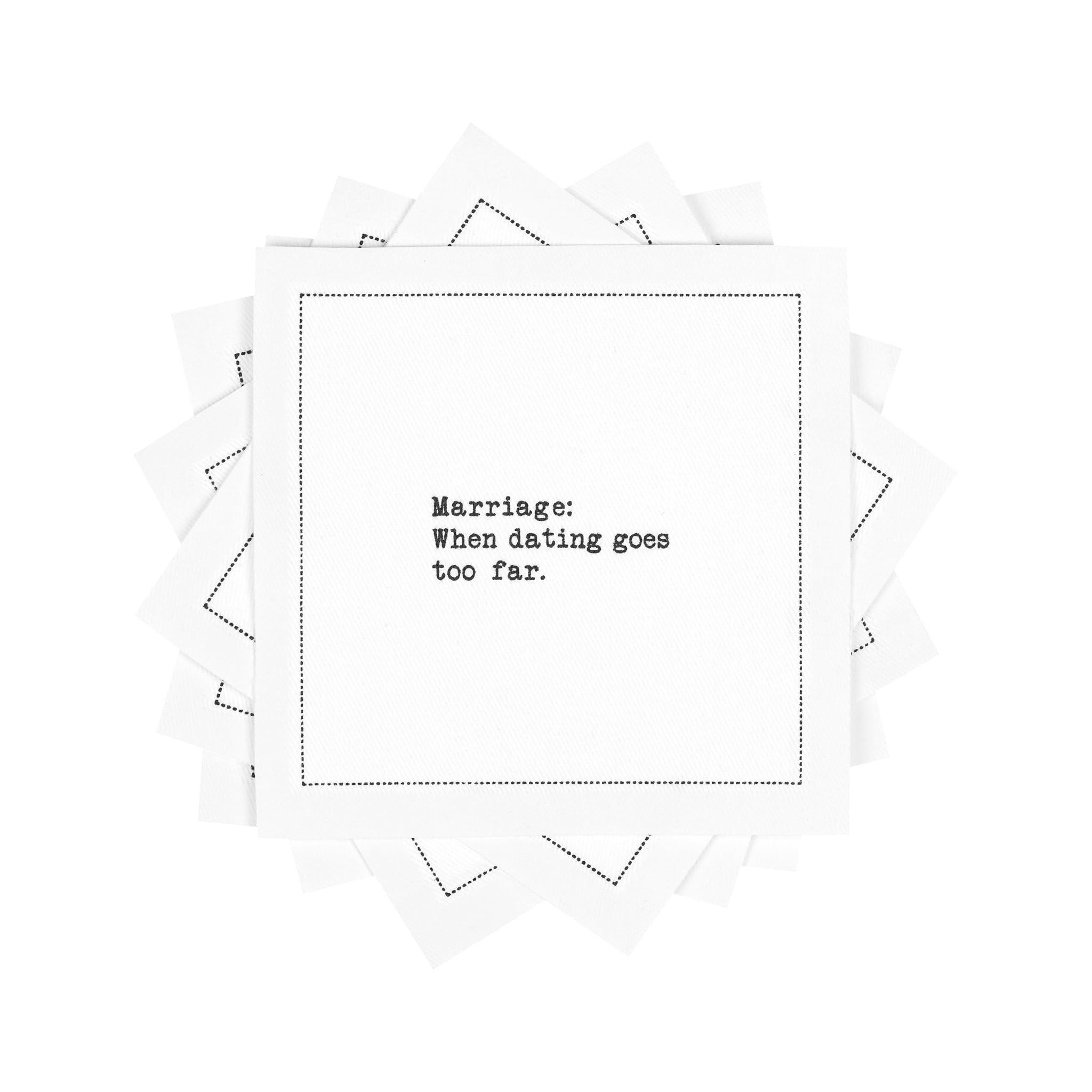 Five Star Napkins Marriage Quotes, White Cotton Cocktail Napkins, Beverage Napkins, Bar Napkins, Cloth Napkins, Party Napkins, Events, Holidays, Weddings, Birthdays, Disposable, 4.5" x 4.5"- (50x)