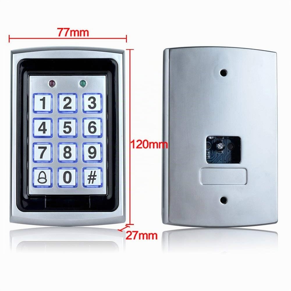 YAVIS Kit programmierbare RFID-Zugangskontrollsystem Metall Controller Tastatur, wasserdichte Schale, elektrisches Bolzenschloss, DC 12V 3A Netzteil, Ausgangstaste, Schlüsselanhänger ID 10 Stück