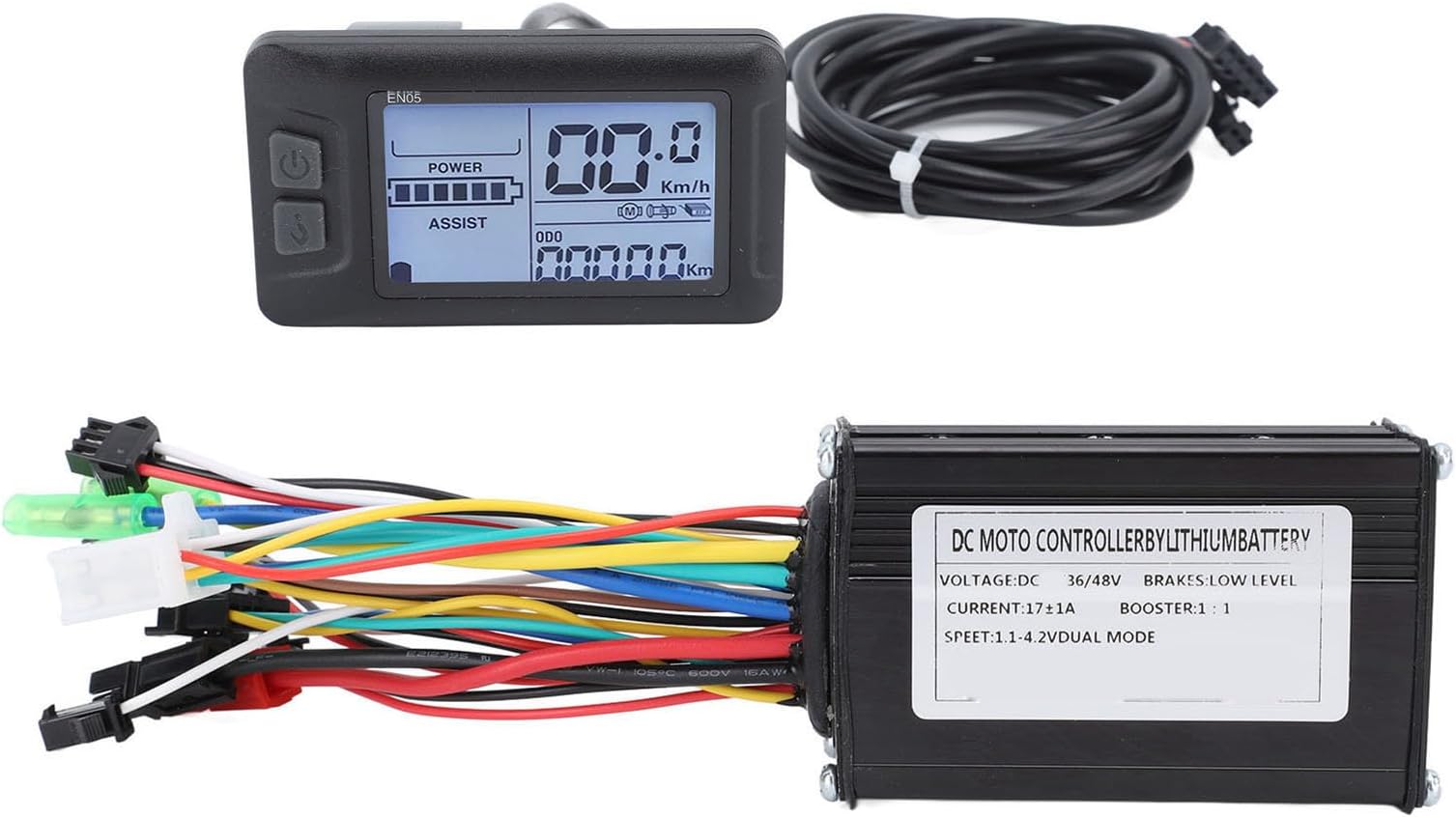 Electric Bike Controller Kit 17A 3 Modes Speed Controller 22.2mm Diameter EN05 Panel for 250W to 350W Motor DIY Bike
