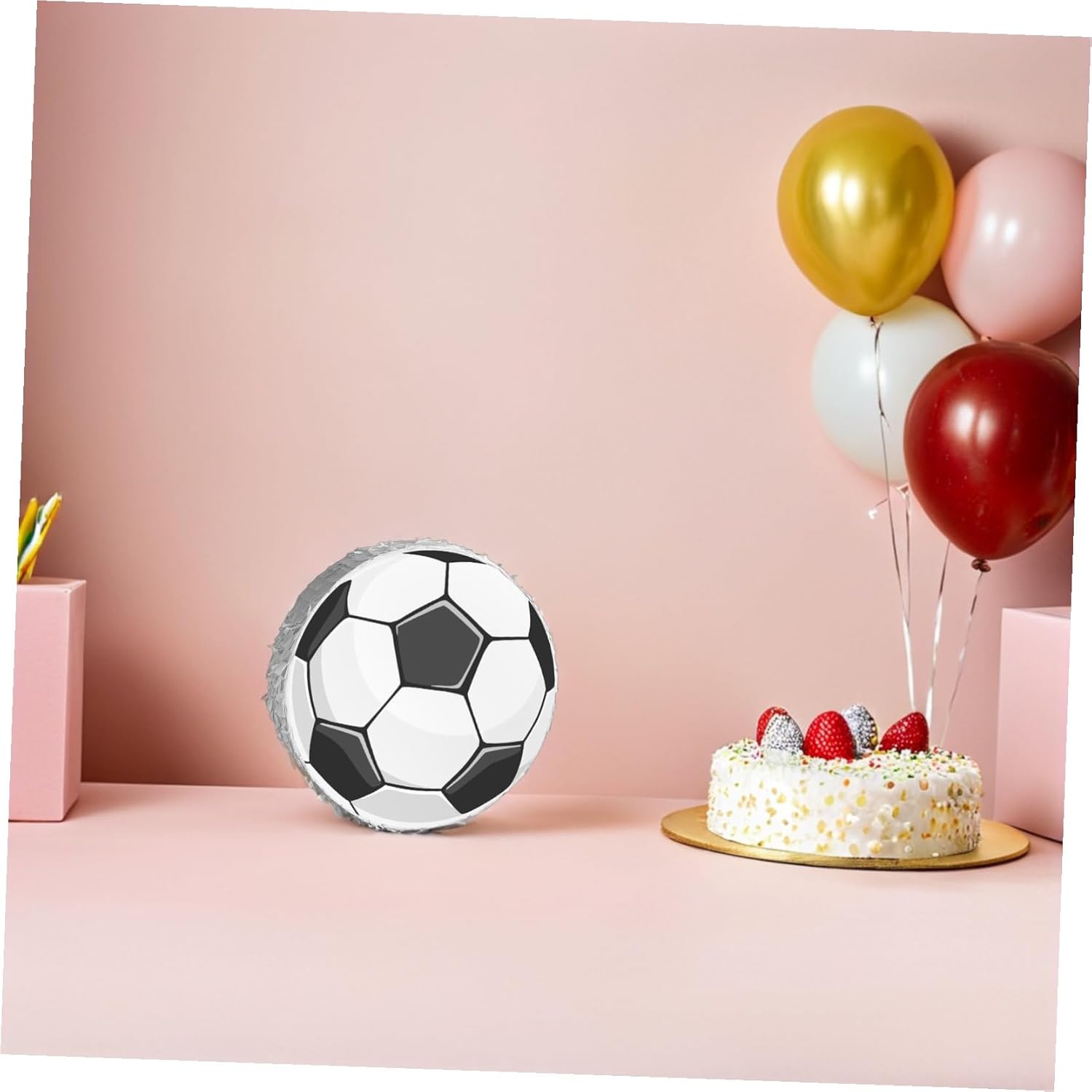 Soccer Pinata with Stick and Blindfold for Birthday Party Football Party Supplies with Hanging Loop Fun Sports Game Decoration for Boys Soccer Themed Events