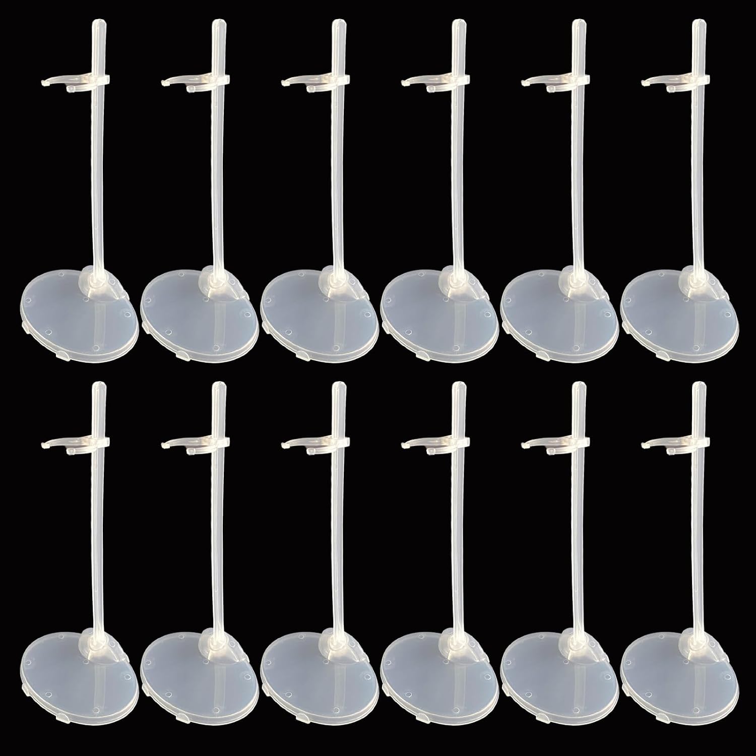 12Pcs Adjustable Doll Stands, Plastic Display Holder for 8 to 12 Inch Dolls, Clear Doll Stand Holder