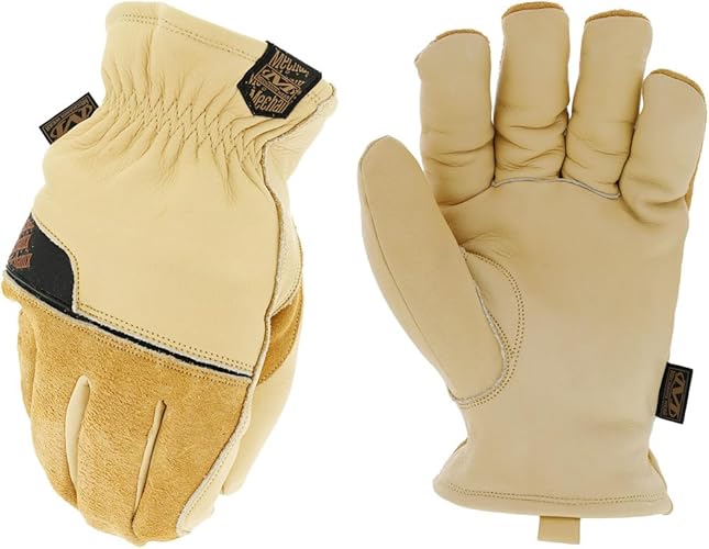 Mechanix Wear: ColdWork Durahide Insulated Leather Driver Winter Work Gloves, Water Resistant, Equipped with 40g 3M Thinsulate, Heavyweight Sherpa Lining, for Heavy Cold Weather (Tan, Large) - Large