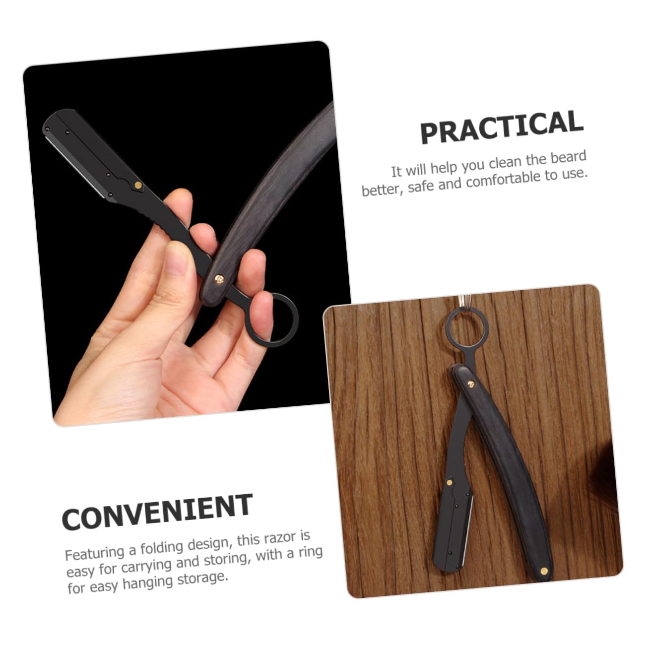 VICASKY Professional Barber Razor Vintage Style Single Blade Stainless Steel Men's Shaving Tool Comfortable Grip