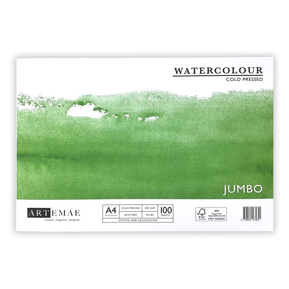 Artists Jumbo Gummed Watercolour Pad Cold Pressed 100 Sheets - Sizes Listed A4