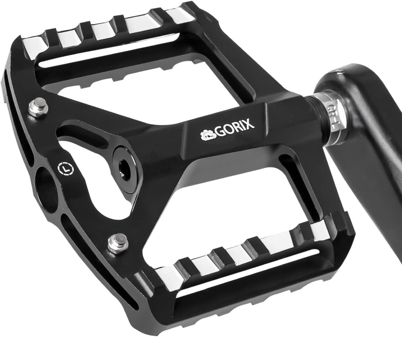 GORIX Bike Flat Pedals Wide CNC 3 Bbearings Carbon Fiber Center Tube Lightweight with Non-Slip Pin Spike Road Mountain MTB Bicycle (GX-FY327)