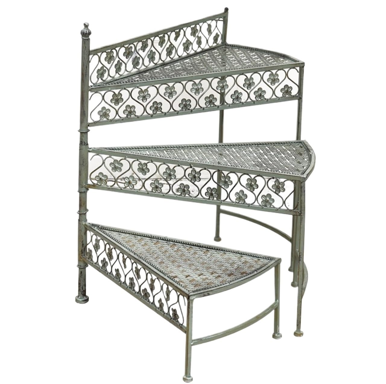CVdrtyED Plant Stand Shelf Iron Plant Stand Rotatable Flower Holder Outdoor Retro Shelf Home Decor Display Flowers Rack(Grün)