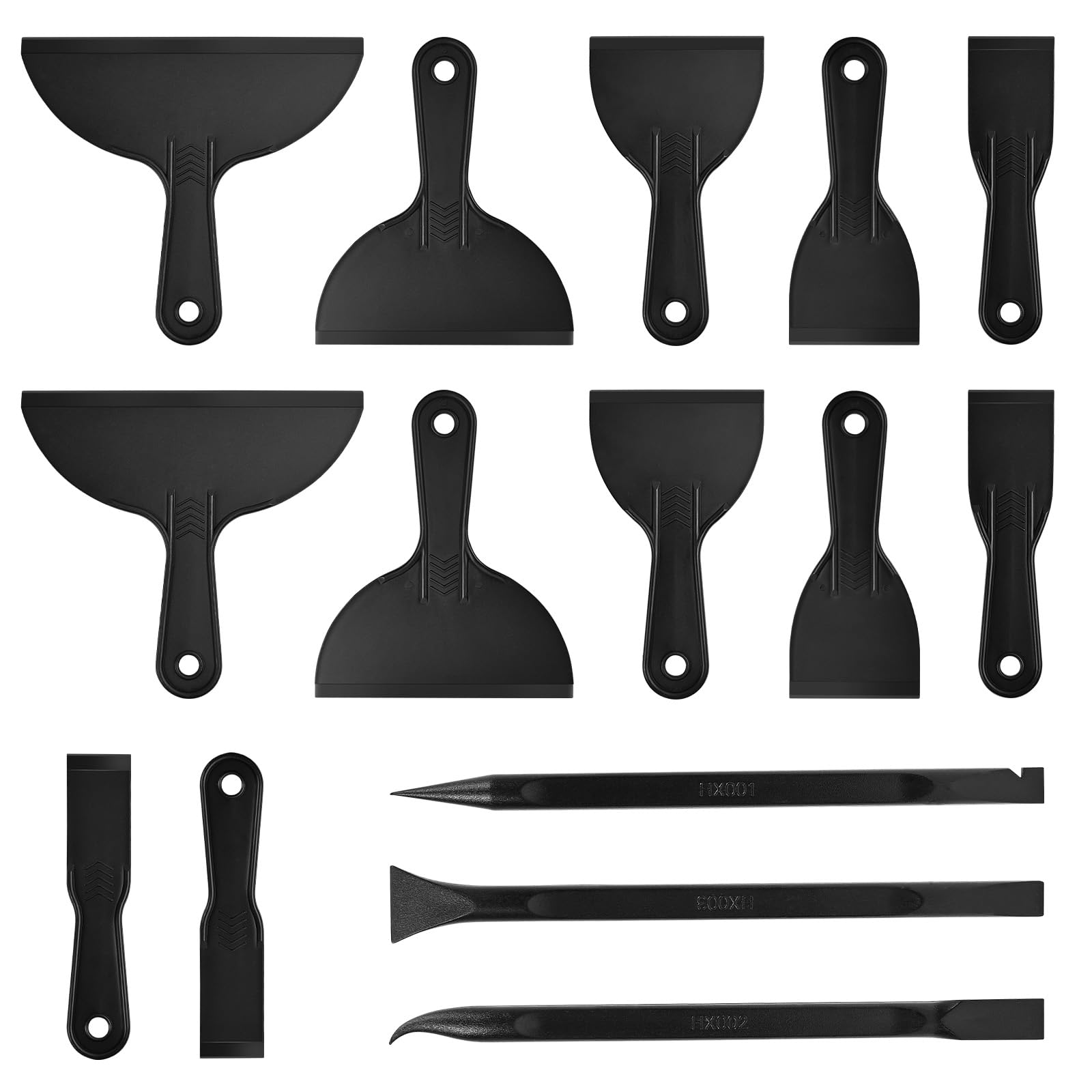 Photo 1 of 15 Pack Plastic Putty Knife Scraper Set - 6 Sizes for Spackling, Taping, Drywall & Painting - Flexible Plastic Scraper