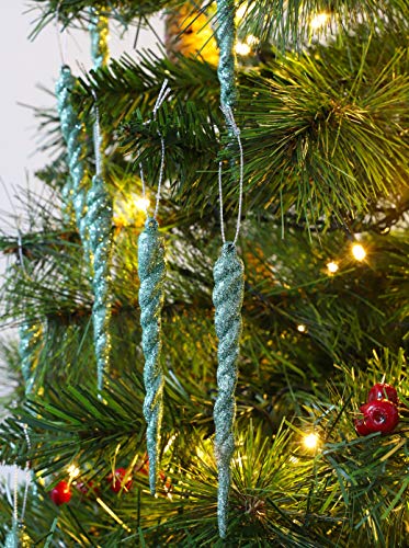 Christmas Concepts® 120mm (4.8") Glitter Icicle Decorations Christmas Tree Trims (MINT GREEN, 20) - Image 2