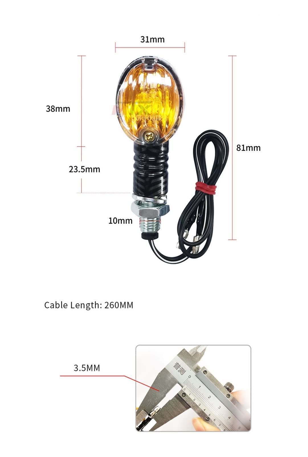 Indicateurs De Virage De Moto Indicateur De Moto De 10 Mm Signal De Virage Halogon Bulbe Étanche 12 V Indicateurs De Virage De Touche Motorcycles De La Lampe Accessoires